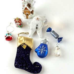 Christmas Ornament Set- Assorted Blown Glass, Resin and Soft Fabric Ornaments